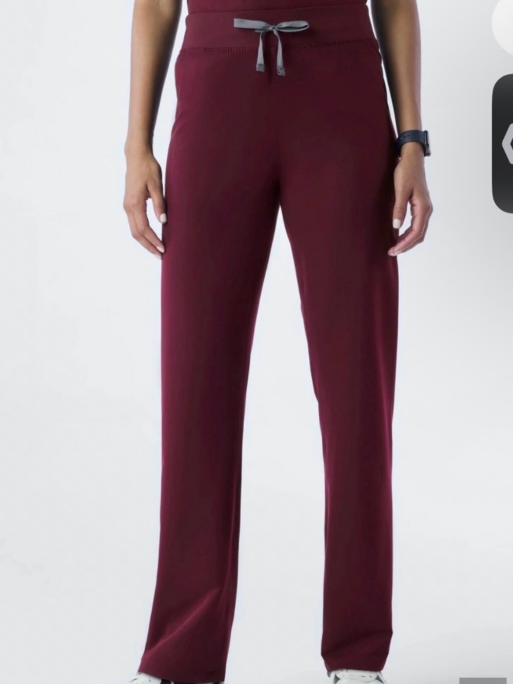 FIGS Women's High Rise Livingston Straight Leg Scrub Pants Burgundy Size Small